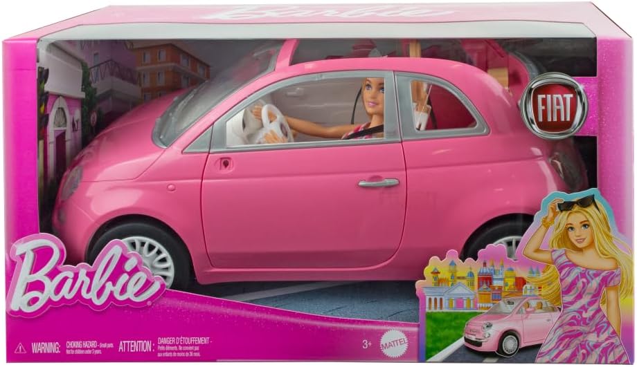 Mattel - Barbie Fiat 500 Rosa Cabrio con Bambola FuturArt Pozzuoli